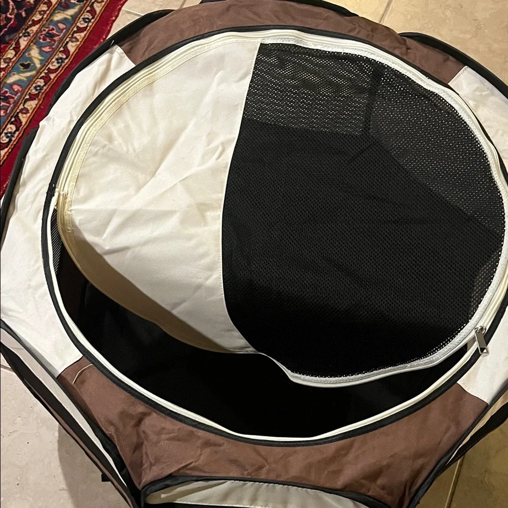 Brown and Black Pet Playpen